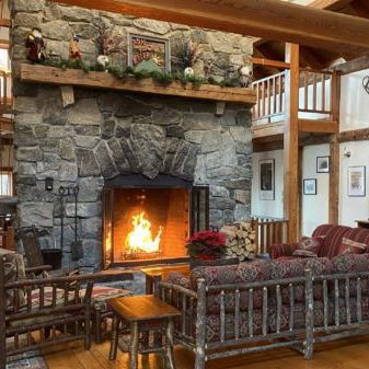 Rock and River Guide Service fireplace in main house.